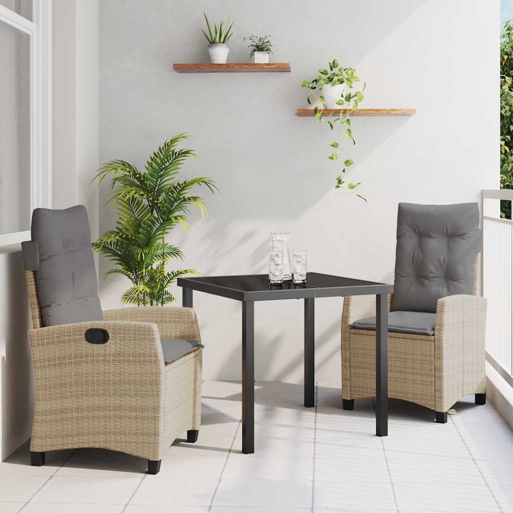 Have Spisebordssæt med pude 3 pcs Beige polyrattan