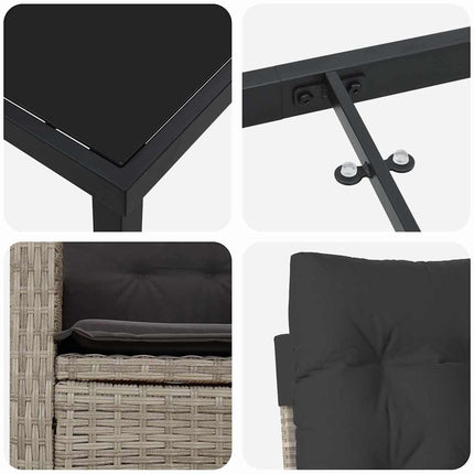 Have Spisebordssæt med pude 5 pcs Lysegrå polyrattan