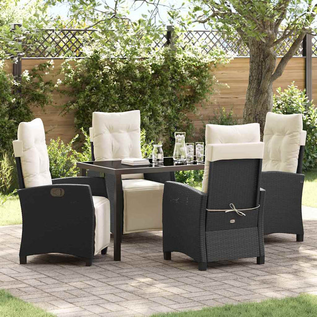 Have Spisebordssæt 5 stk. Sort polyrattan