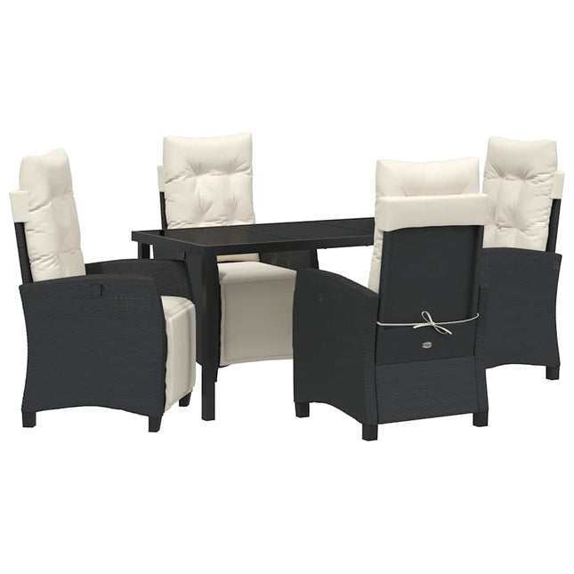 Have Spisebordssæt 5 stk. Sort polyrattan
