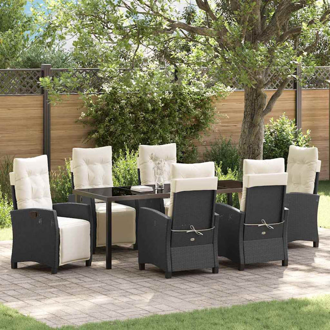 Have Spisebordssæt 7 stk. Sort polyrattan
