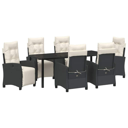 Have Spisebordssæt med pude 7 pcs Sort polyrattan