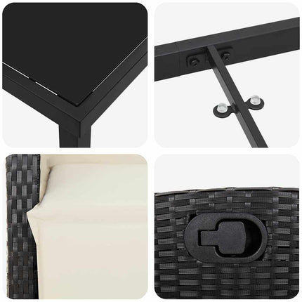 Have Spisebordssæt med pude 9 pcs Sort polyrattan