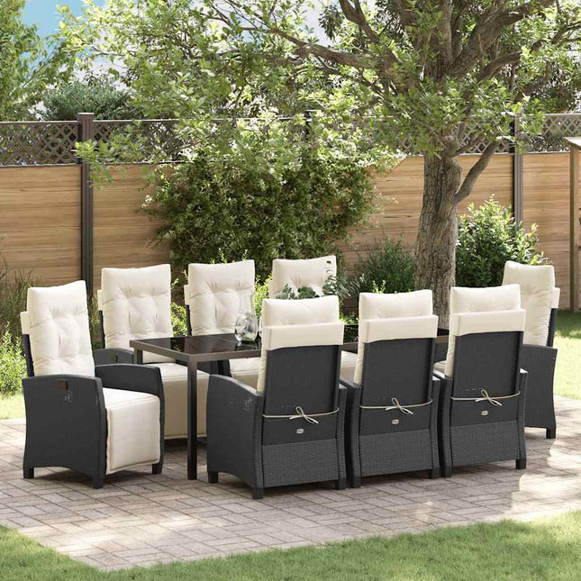 Have Spisebordssæt 9 stk. Sort polyrattan