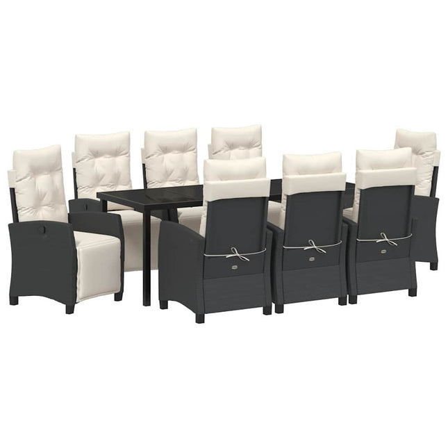 Have Spisebordssæt 9 stk. Sort polyrattan