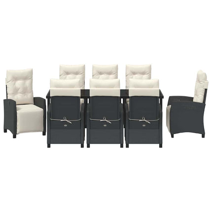 Have Spisebordssæt med pude 9 pcs Sort polyrattan