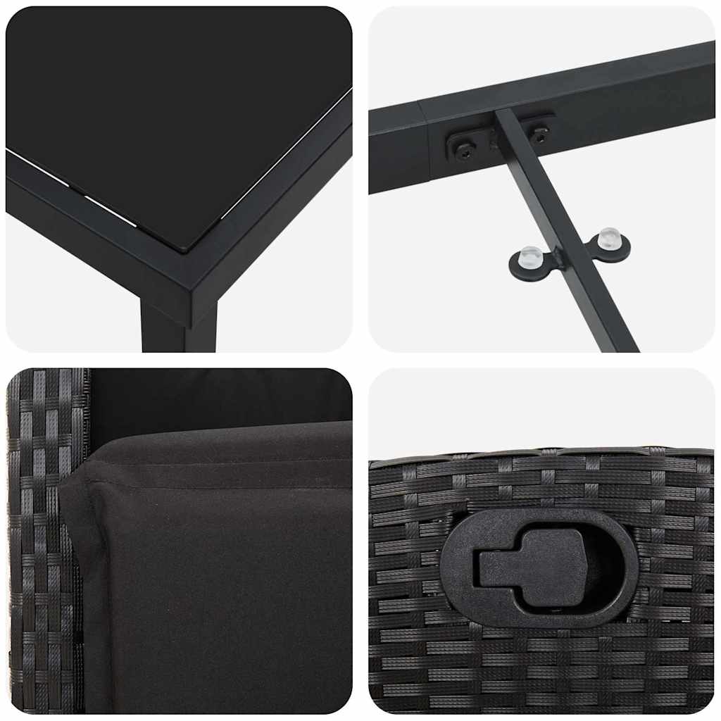 Have Spisebordssæt med pude 5 pcs Sort polyrattan