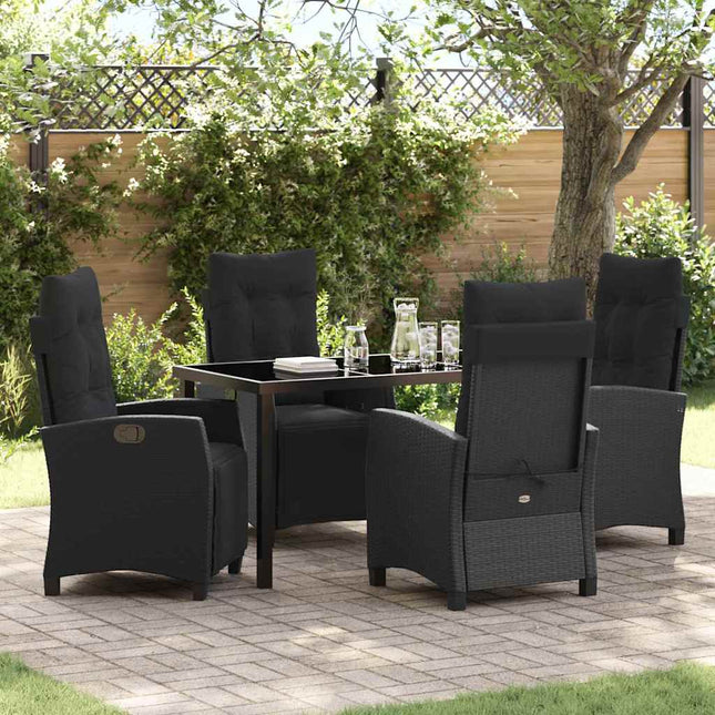 Have Spisebordssæt 5 stk. Sort polyrattan