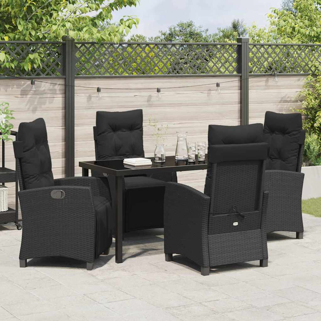 Have Spisebordssæt med pude 5 pcs Sort polyrattan