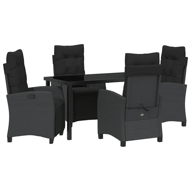 Have Spisebordssæt 5 stk. Sort polyrattan