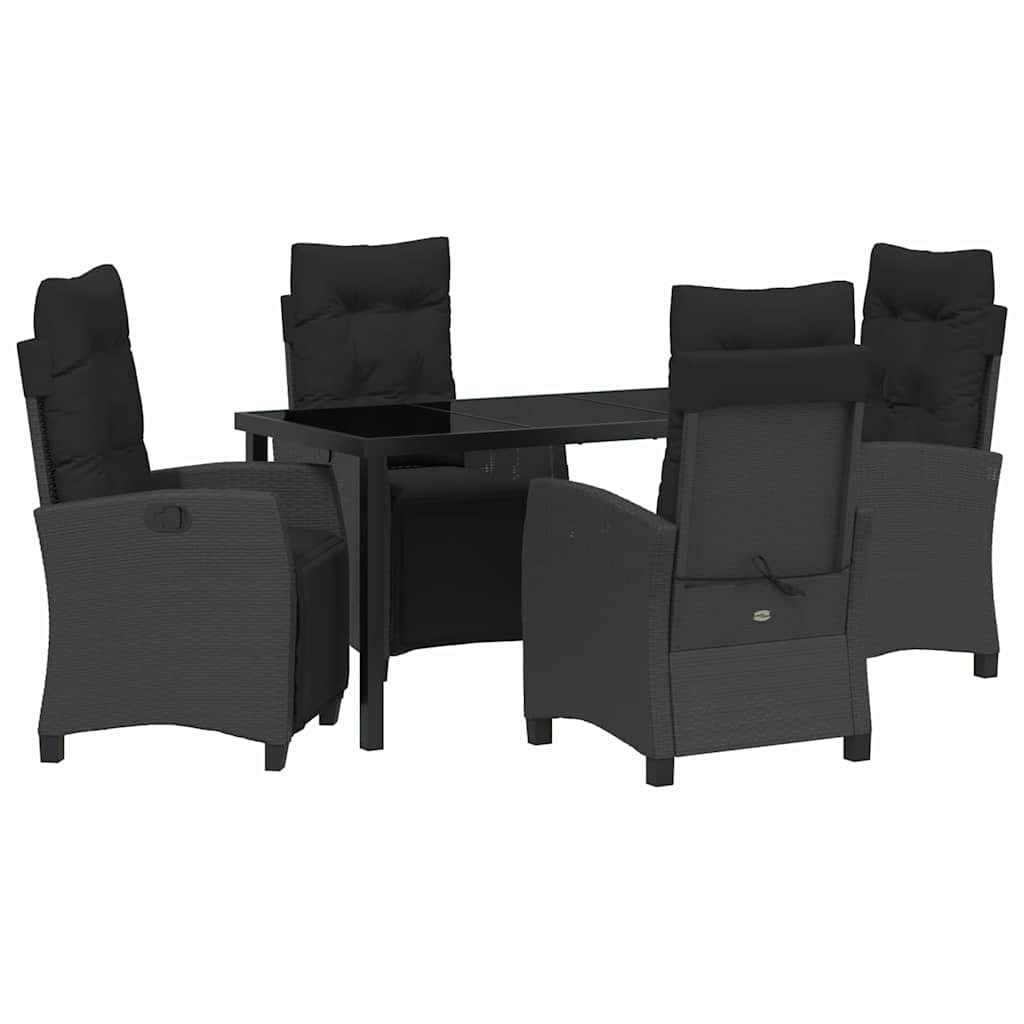 Have Spisebordssæt med pude 5 pcs Sort polyrattan