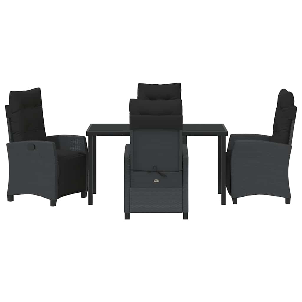 Have Spisebordssæt med pude 5 pcs Sort polyrattan