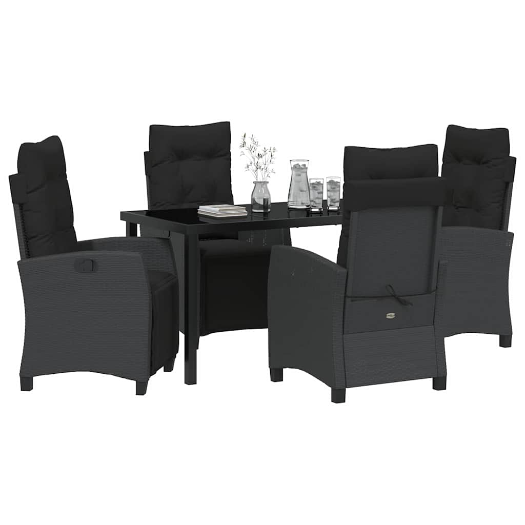 Have Spisebordssæt med pude 5 pcs Sort polyrattan