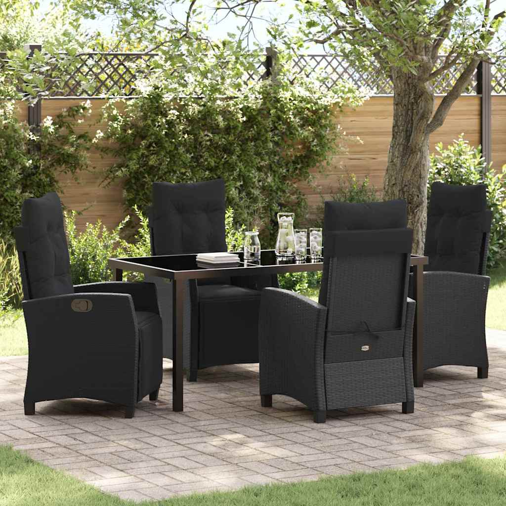 Have Spisebordssæt med pude 5 pcs Sort polyrattan