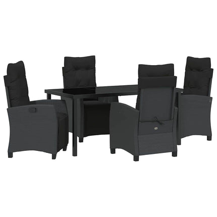 Have Spisebordssæt med pude 5 pcs Sort polyrattan
