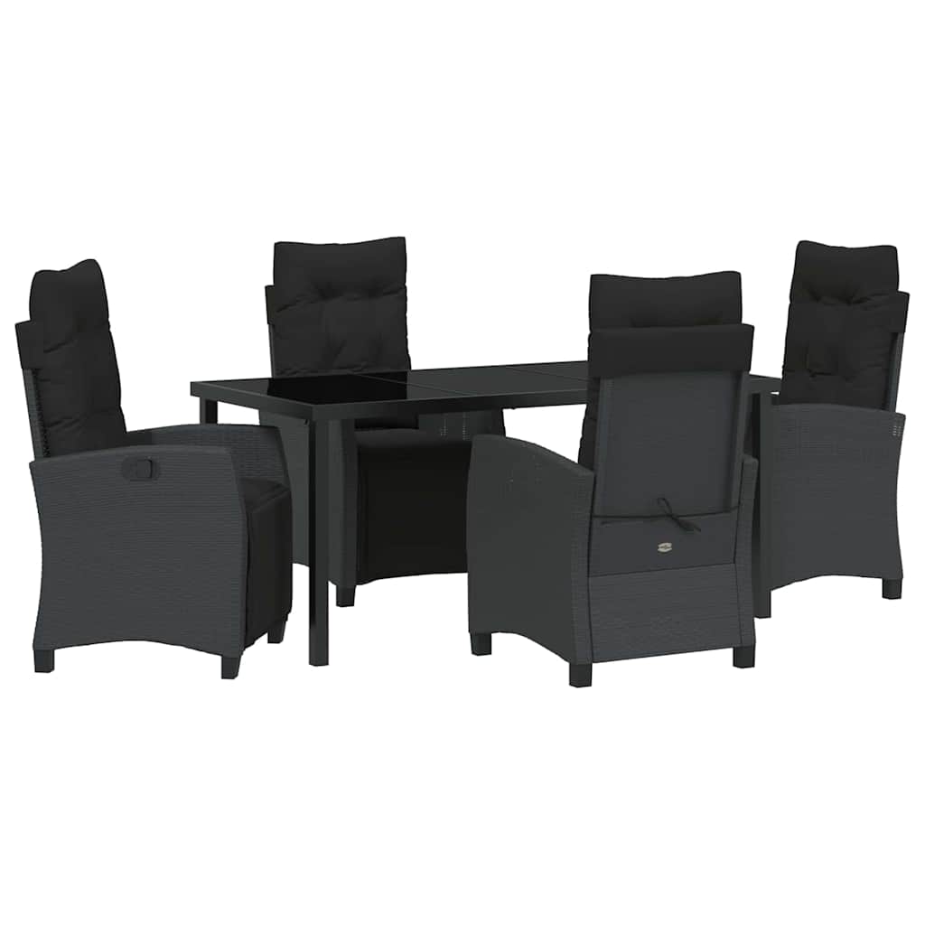 Have Spisebordssæt med pude 5 pcs Sort polyrattan