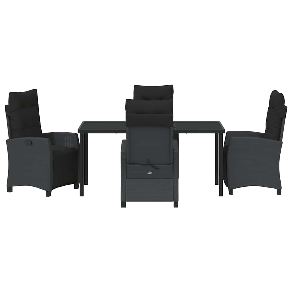 Have Spisebordssæt med pude 5 pcs Sort polyrattan
