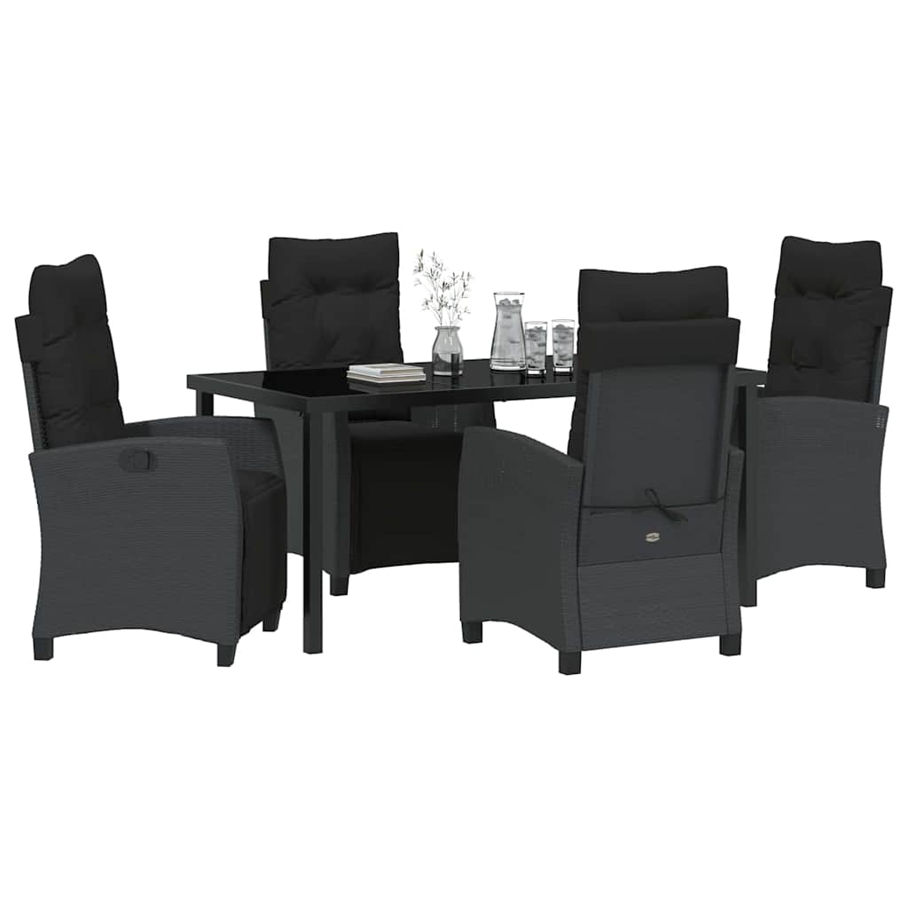 Have Spisebordssæt med pude 5 pcs Sort polyrattan
