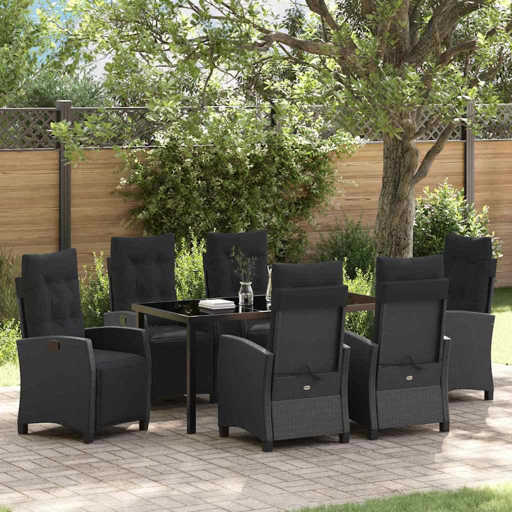 Have Spisebordssæt med pude 7 pcs Sort polyrattan