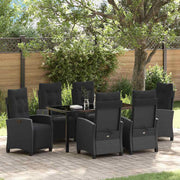 Have Spisebordssæt med pude 7 pcs Sort polyrattan