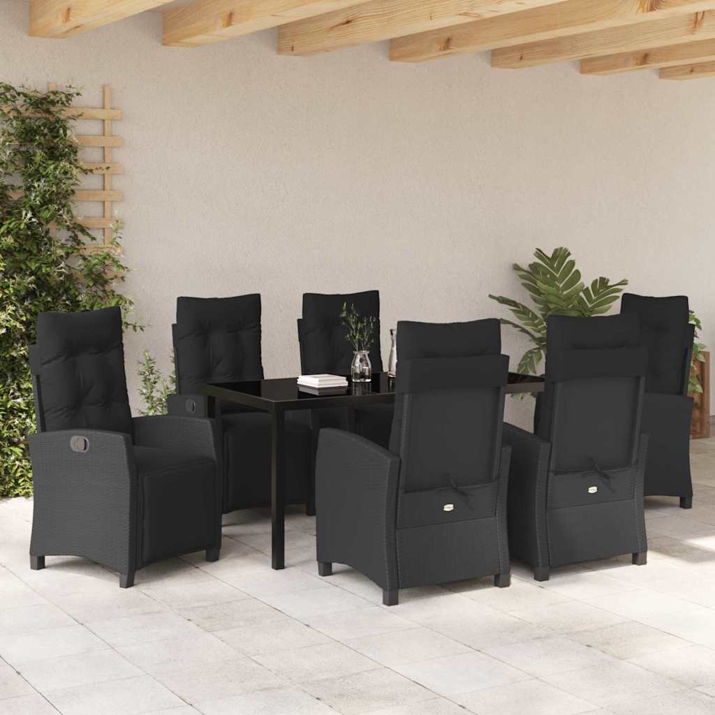 Have Spisebordssæt med pude 7 pcs Sort polyrattan