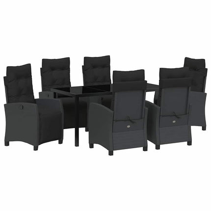 Have Spisebordssæt med pude 7 pcs Sort polyrattan