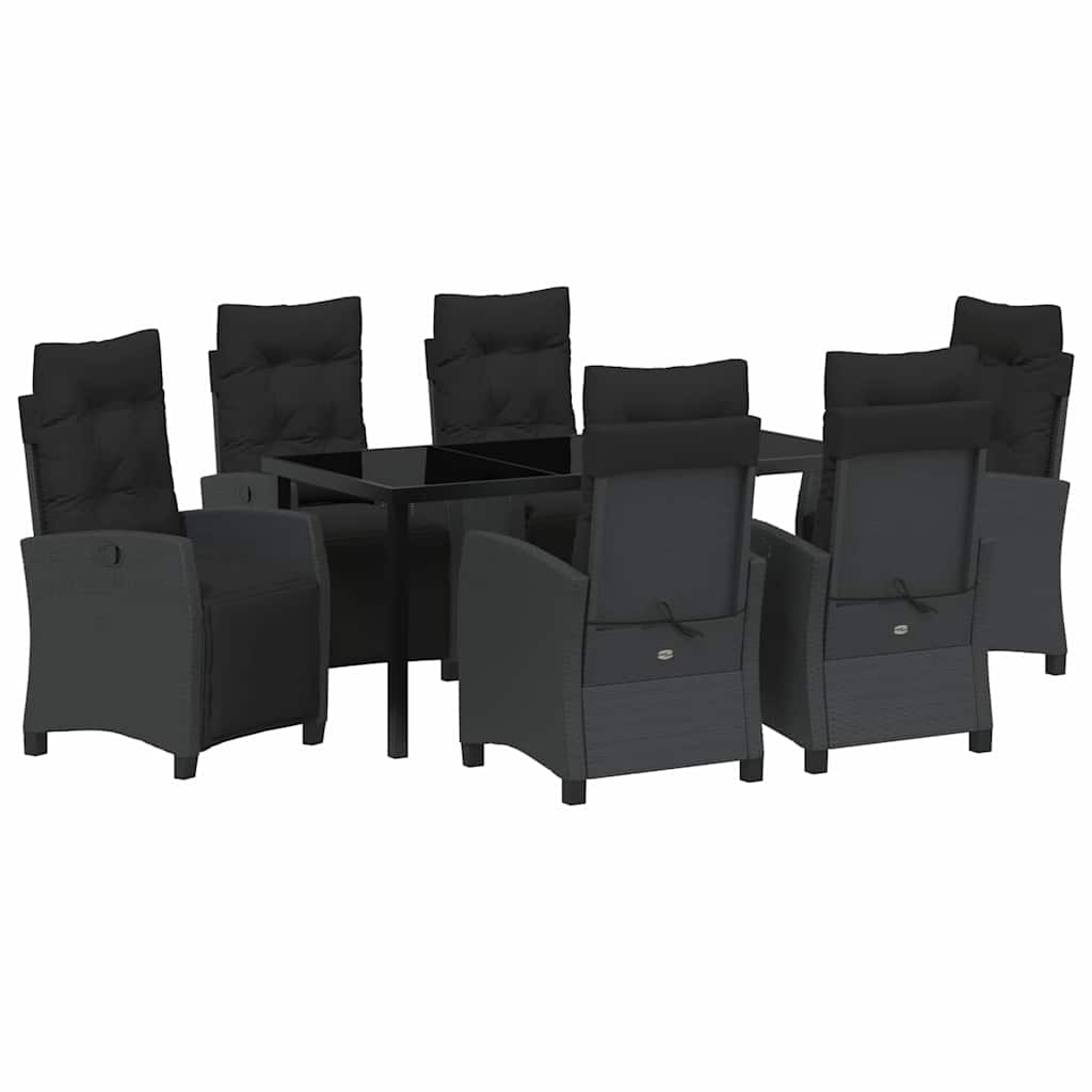 Have Spisebordssæt med pude 7 pcs Sort polyrattan