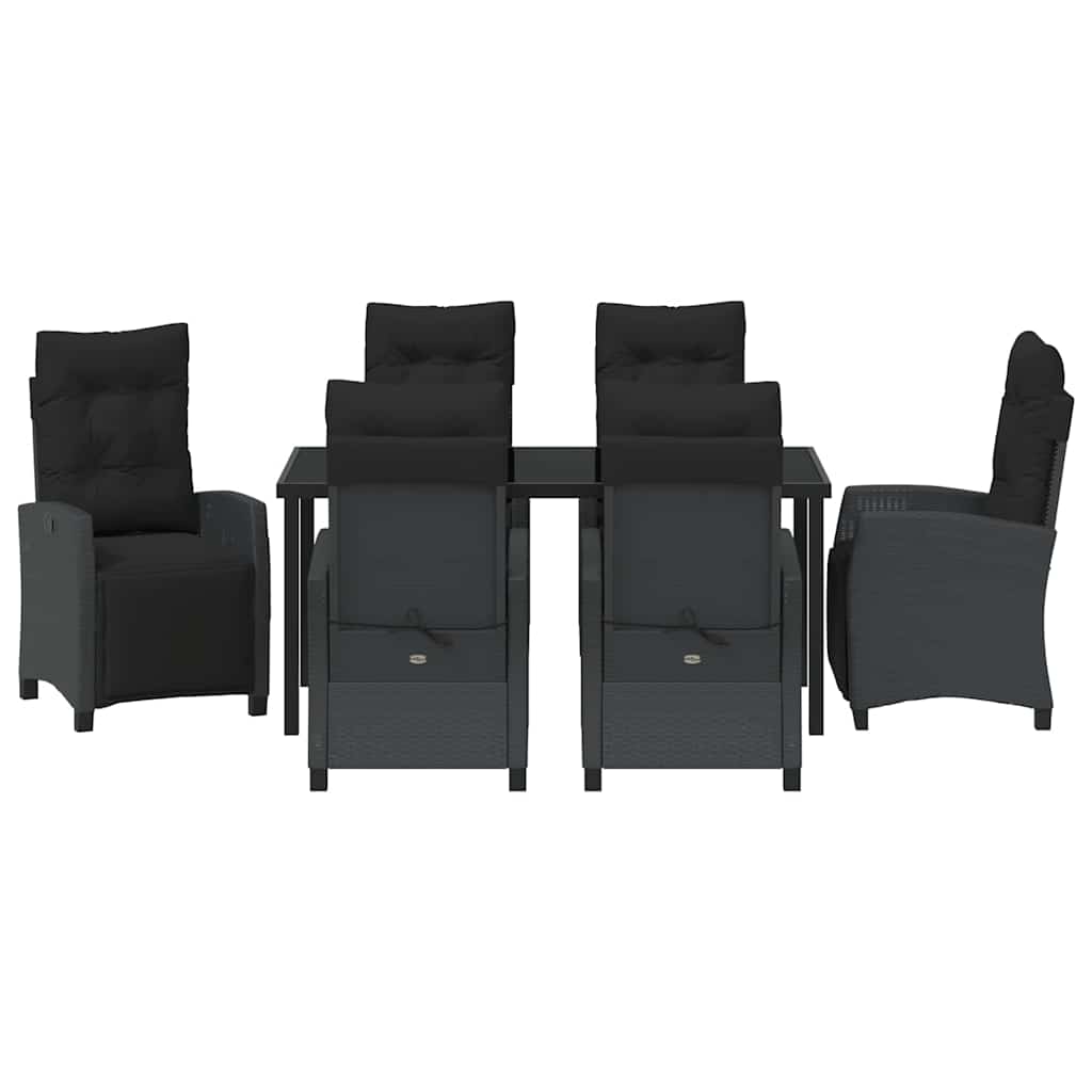 Have Spisebordssæt med pude 7 pcs Sort polyrattan