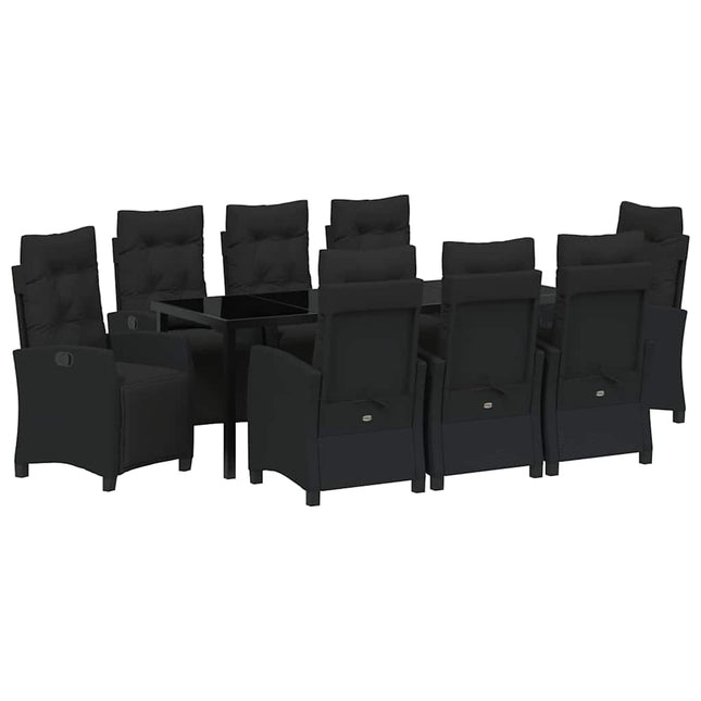 Have Spisebordssæt 9 stk. Sort polyrattan