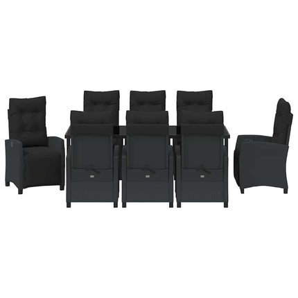 Have Spisebordssæt med pude 9 pcs Sort polyrattan