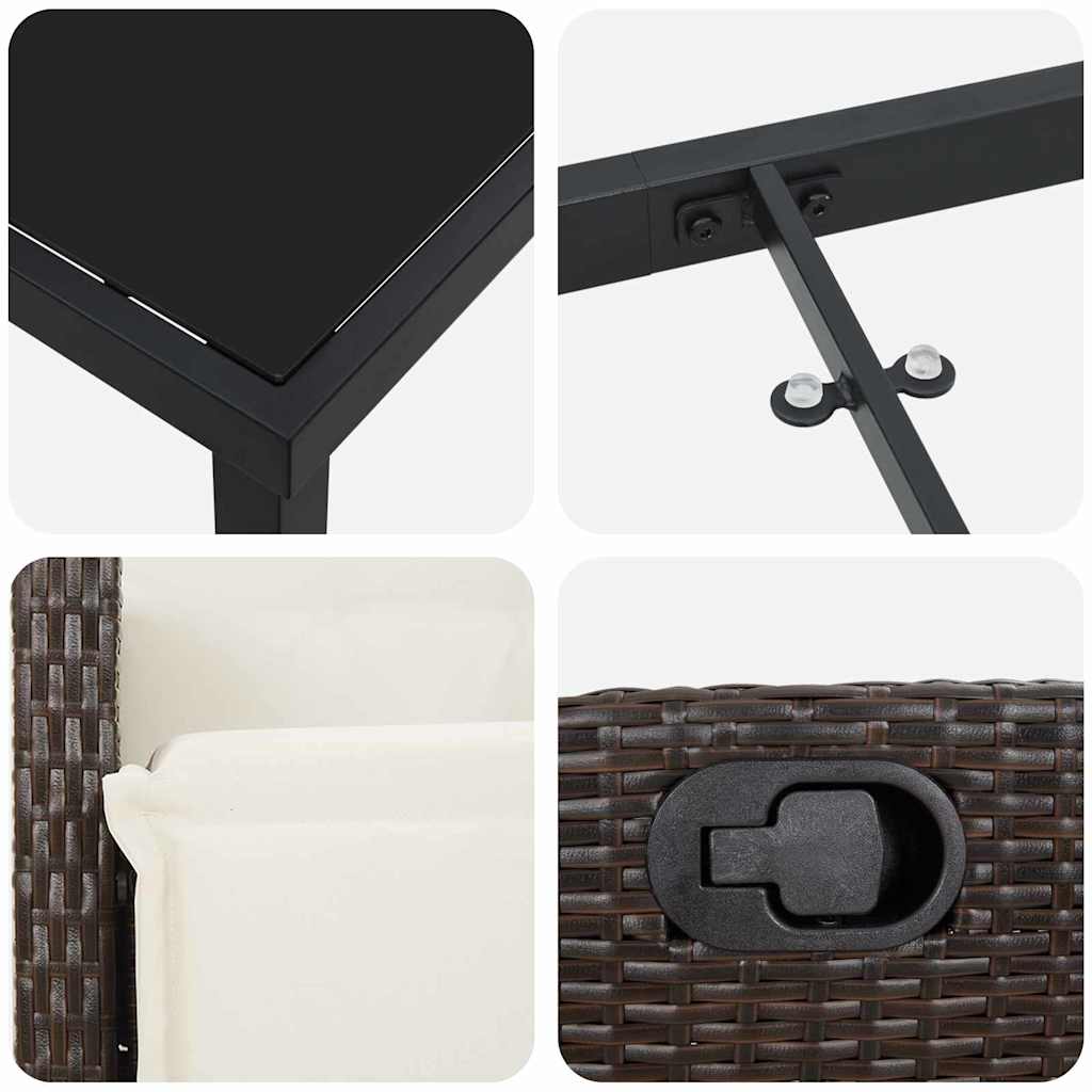 Have Spisebordssæt med pude 3 pcs Brun polyrattan