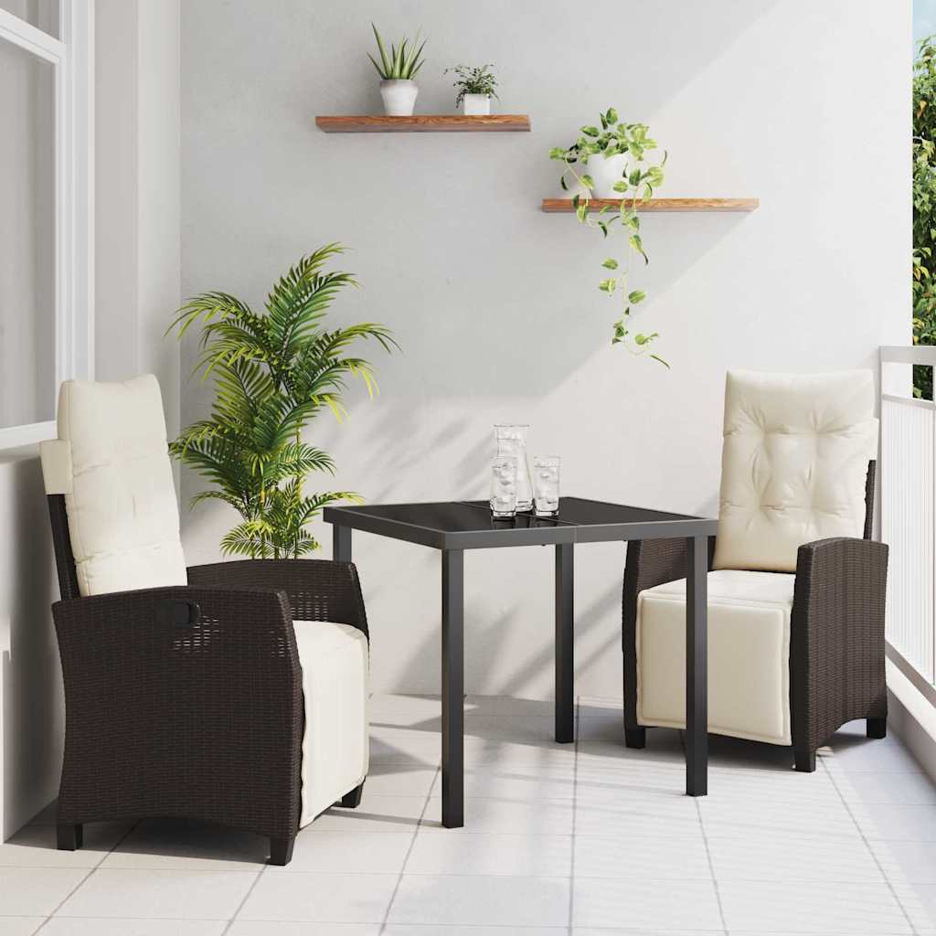 Have Spisebordssæt med pude 3 pcs Brun polyrattan