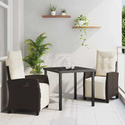 Have Spisebordssæt med pude 3 pcs Brun polyrattan
