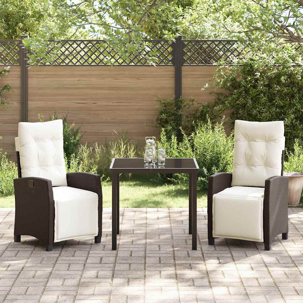 Have Spisebordssæt med pude 3 pcs Brun polyrattan
