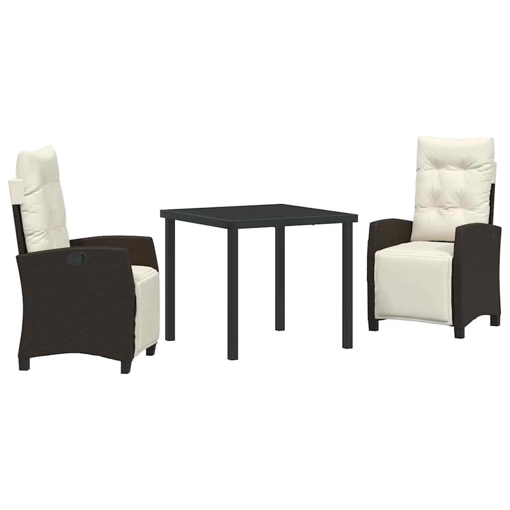 Have Spisebordssæt med pude 3 pcs Brun polyrattan