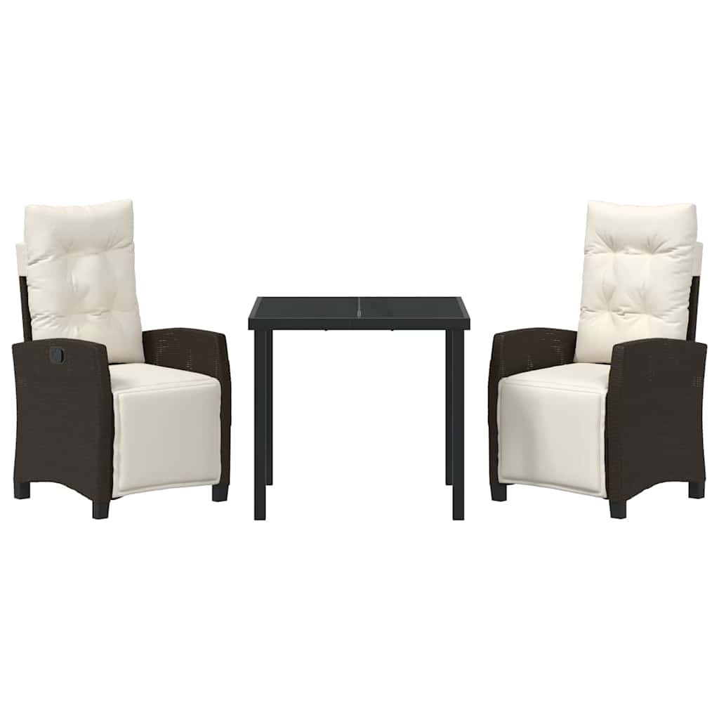 Have Spisebordssæt med pude 3 pcs Brun polyrattan