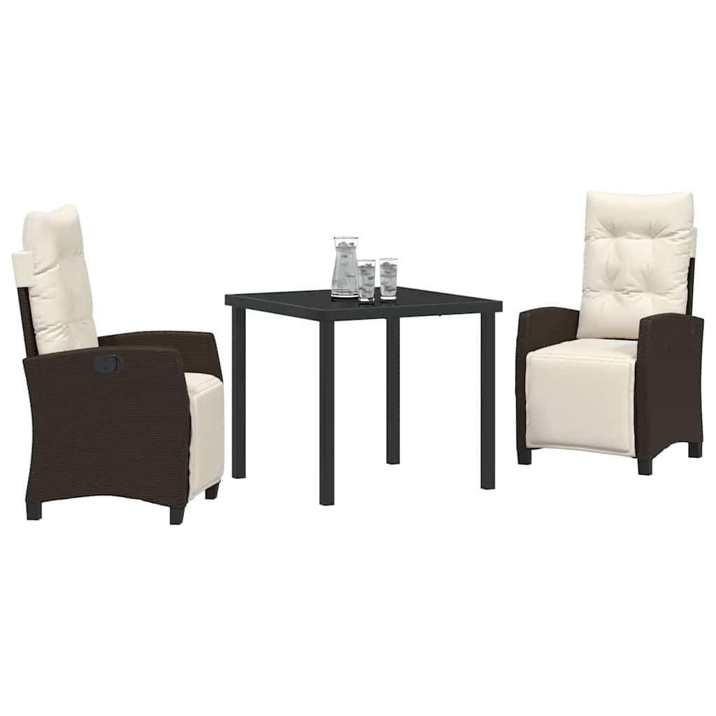 Have Spisebordssæt med pude 3 pcs Brun polyrattan