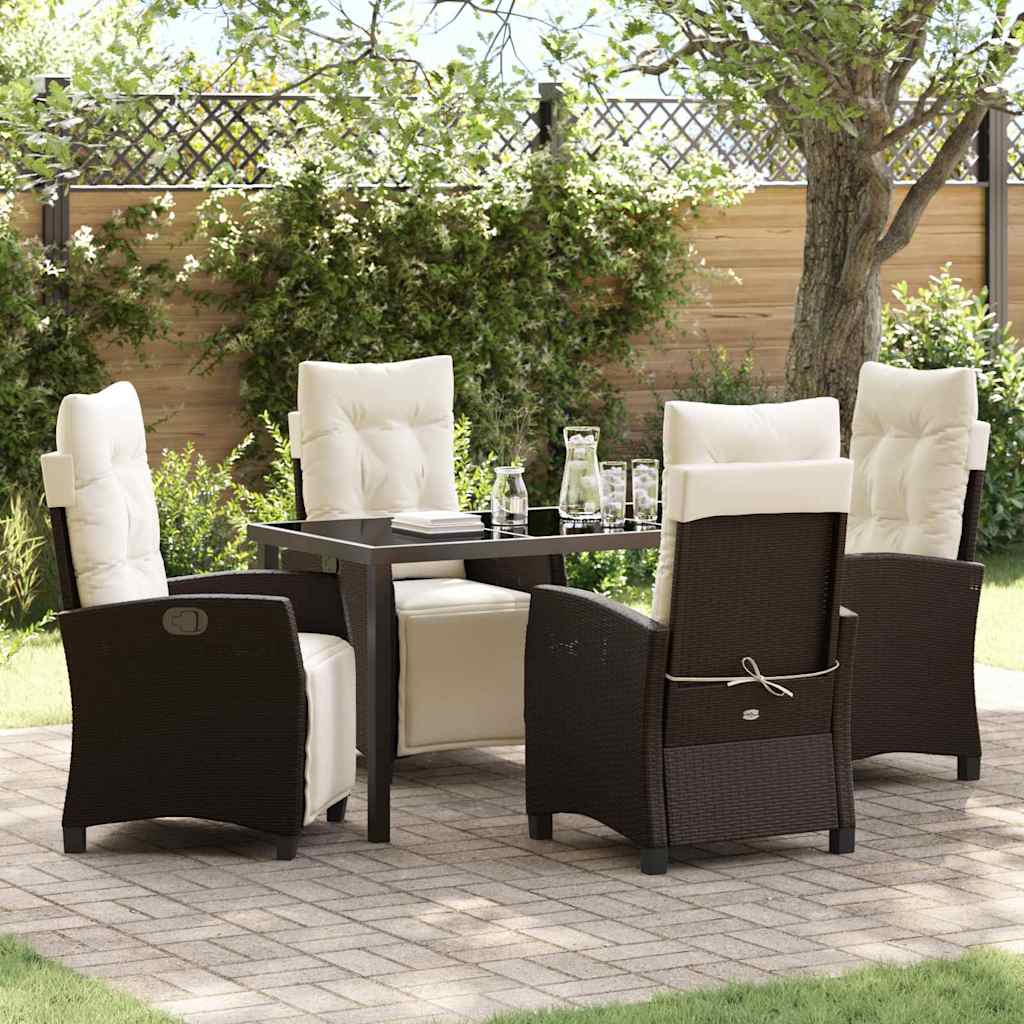 Have Spisebordssæt med pude 5 pcs Brun polyrattan
