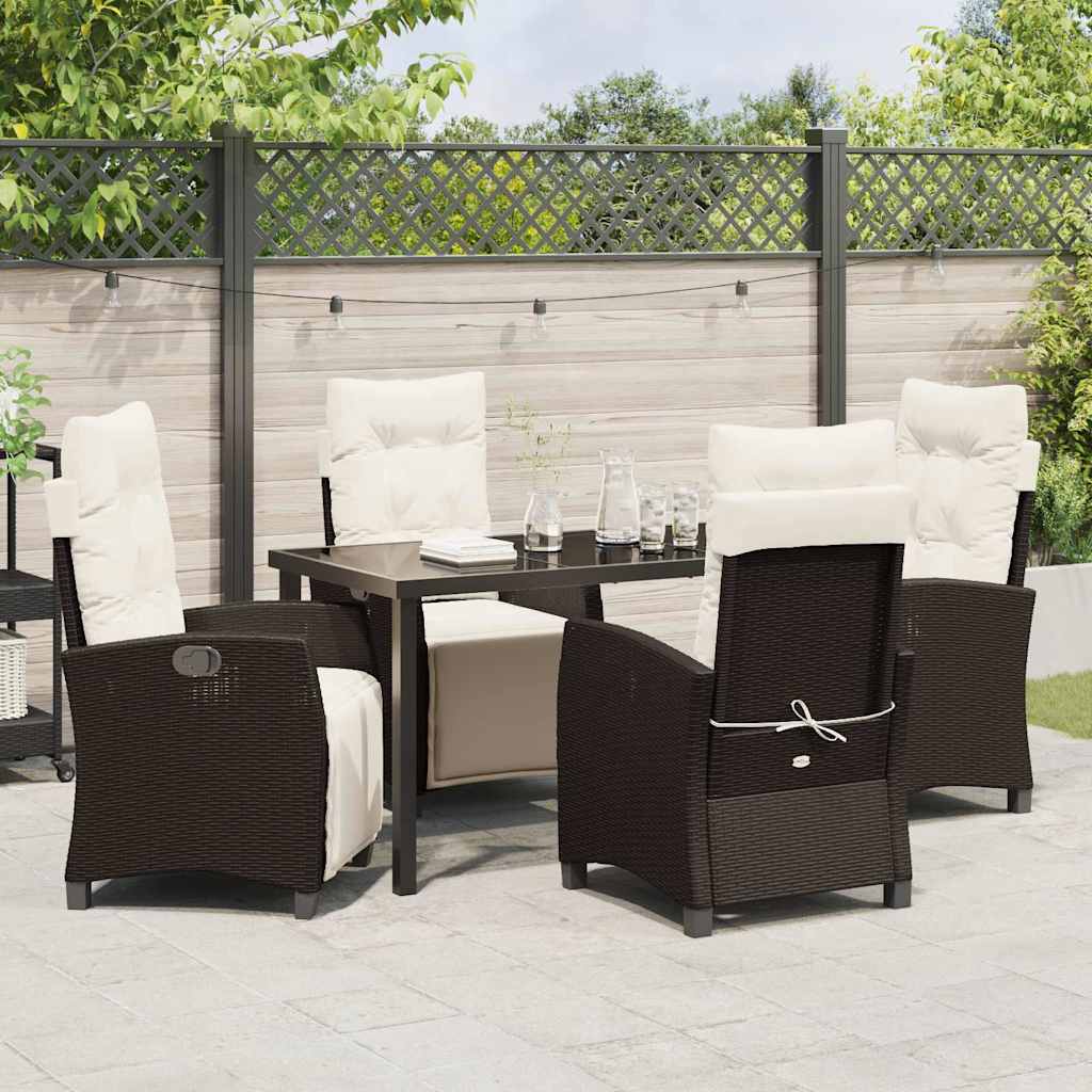 Have Spisebordssæt med pude 5 pcs Brun polyrattan