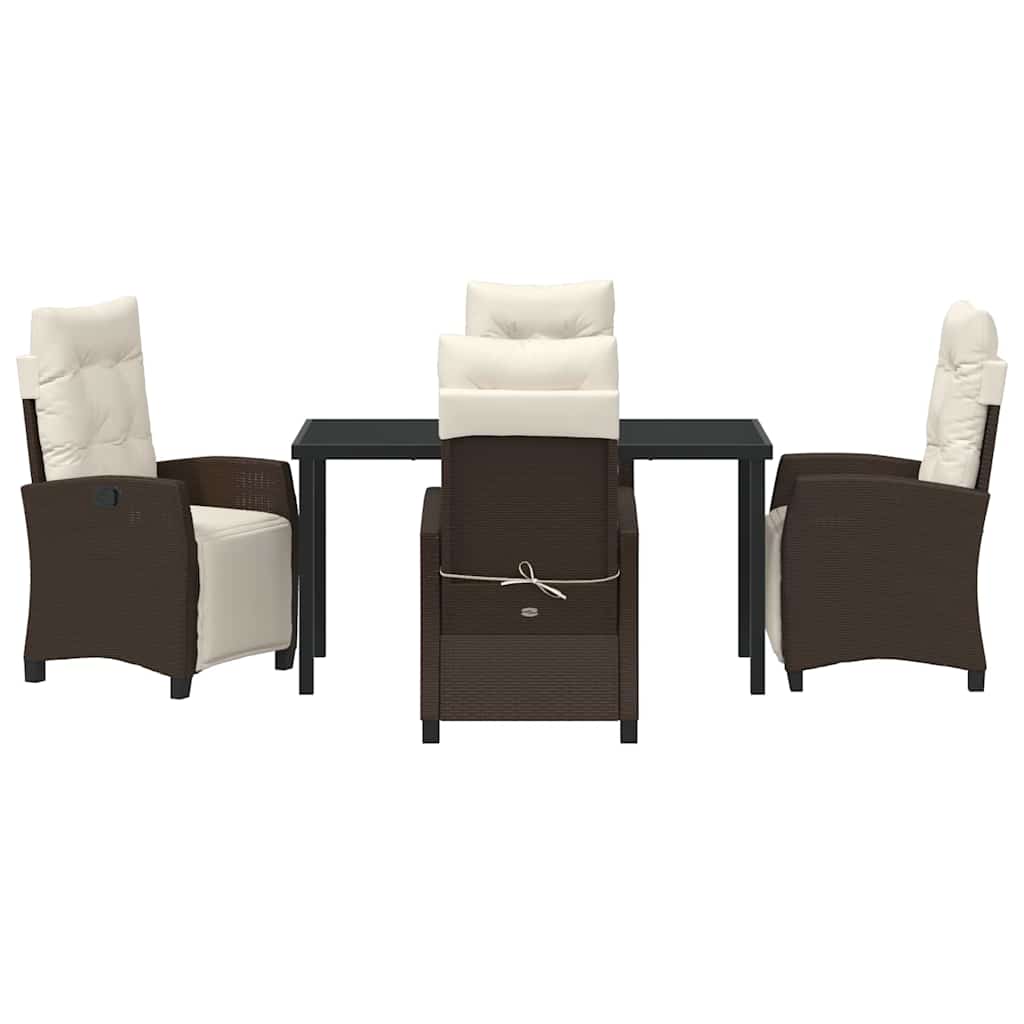 Have Spisebordssæt med pude 5 pcs Brun polyrattan