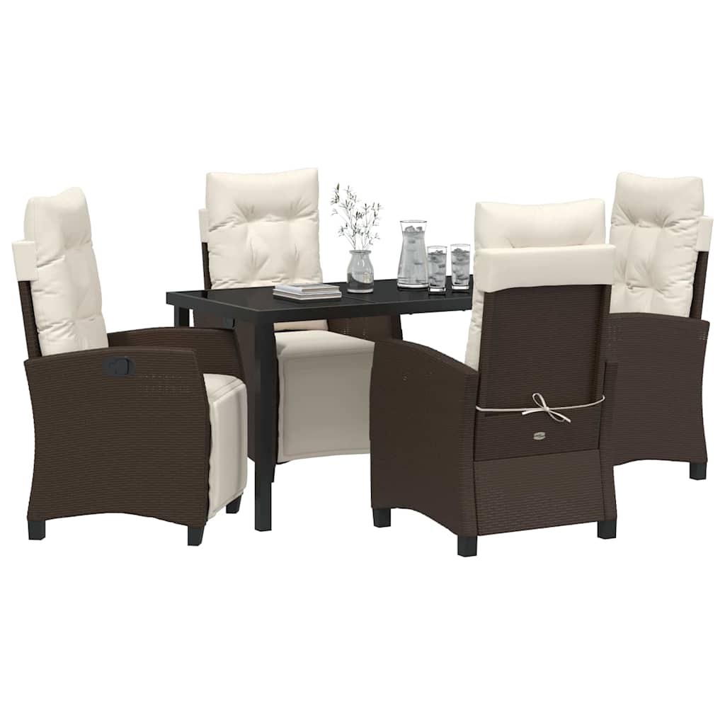 Have Spisebordssæt med pude 5 pcs Brun polyrattan