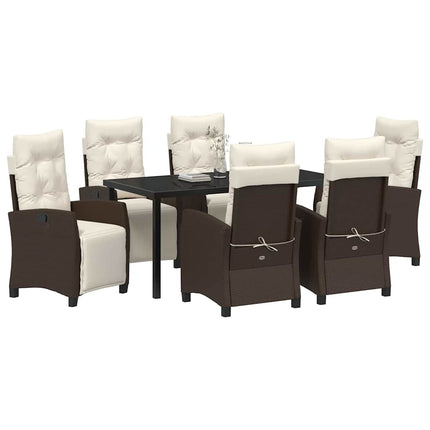 Have Spisebordssæt med pude 7 pcs Brun polyrattan
