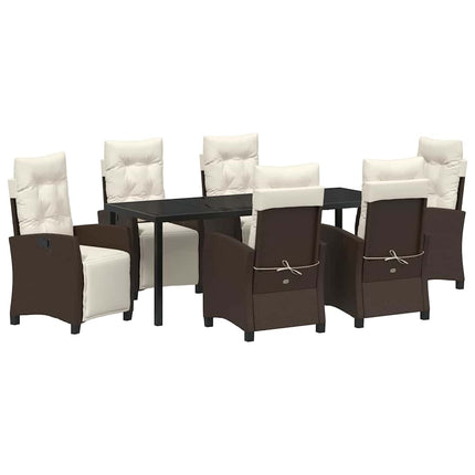 Have Spisebordssæt med pude 7 pcs Brun polyrattan