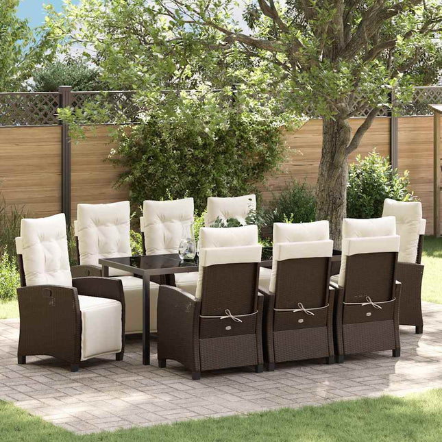 Have Spisebordssæt 9 stk. Brun polyrattan