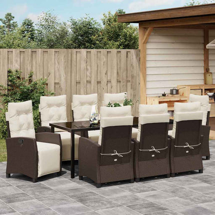 Have Spisebordssæt med pude 9 pcs Brun polyrattan