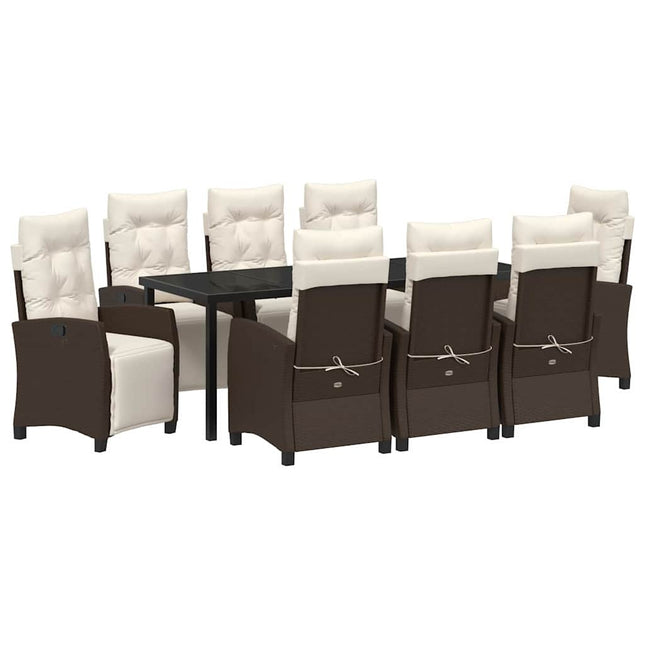 Have Spisebordssæt 9 stk. Brun polyrattan