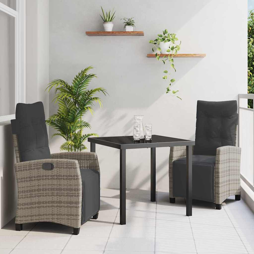 Have Spisebordssæt med pude 3 pcs Grå polyrattan