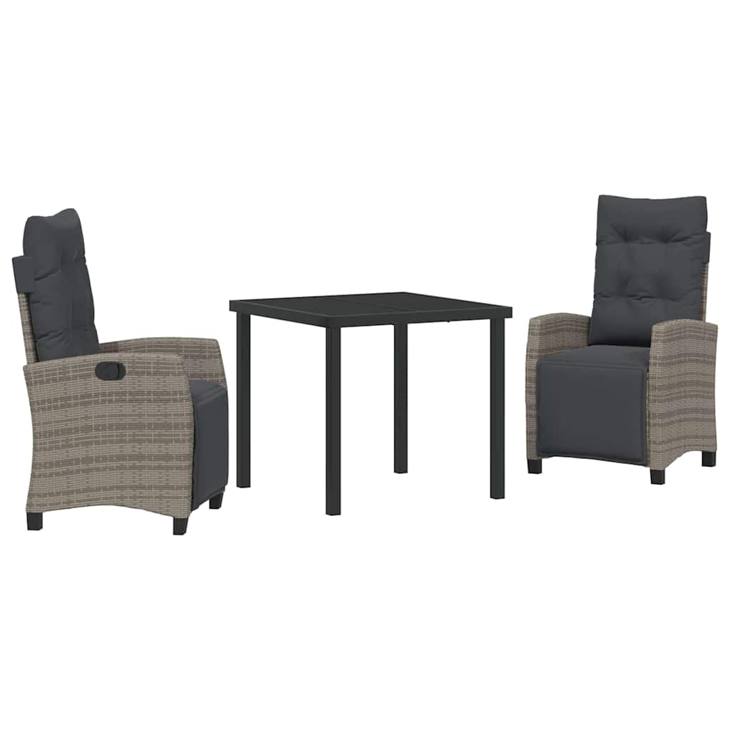 Have Spisebordssæt med pude 3 pcs Grå polyrattan
