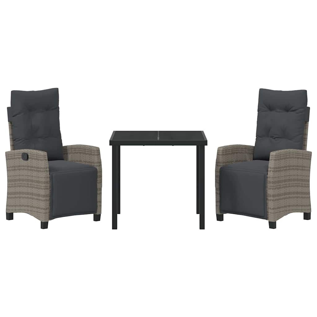 Have Spisebordssæt med pude 3 pcs Grå polyrattan