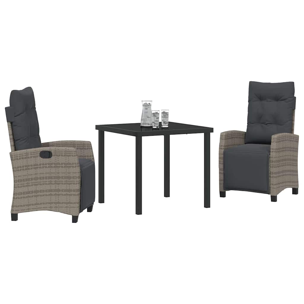Have Spisebordssæt med pude 3 pcs Grå polyrattan